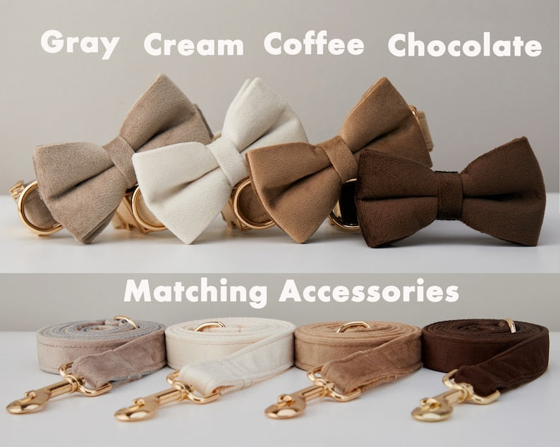 The Heirloom Velvet Suite | Personalized Collar, Bow & Leash Set