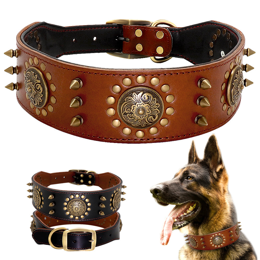 The Guardian | Heavy Duty Studded Leather Collar